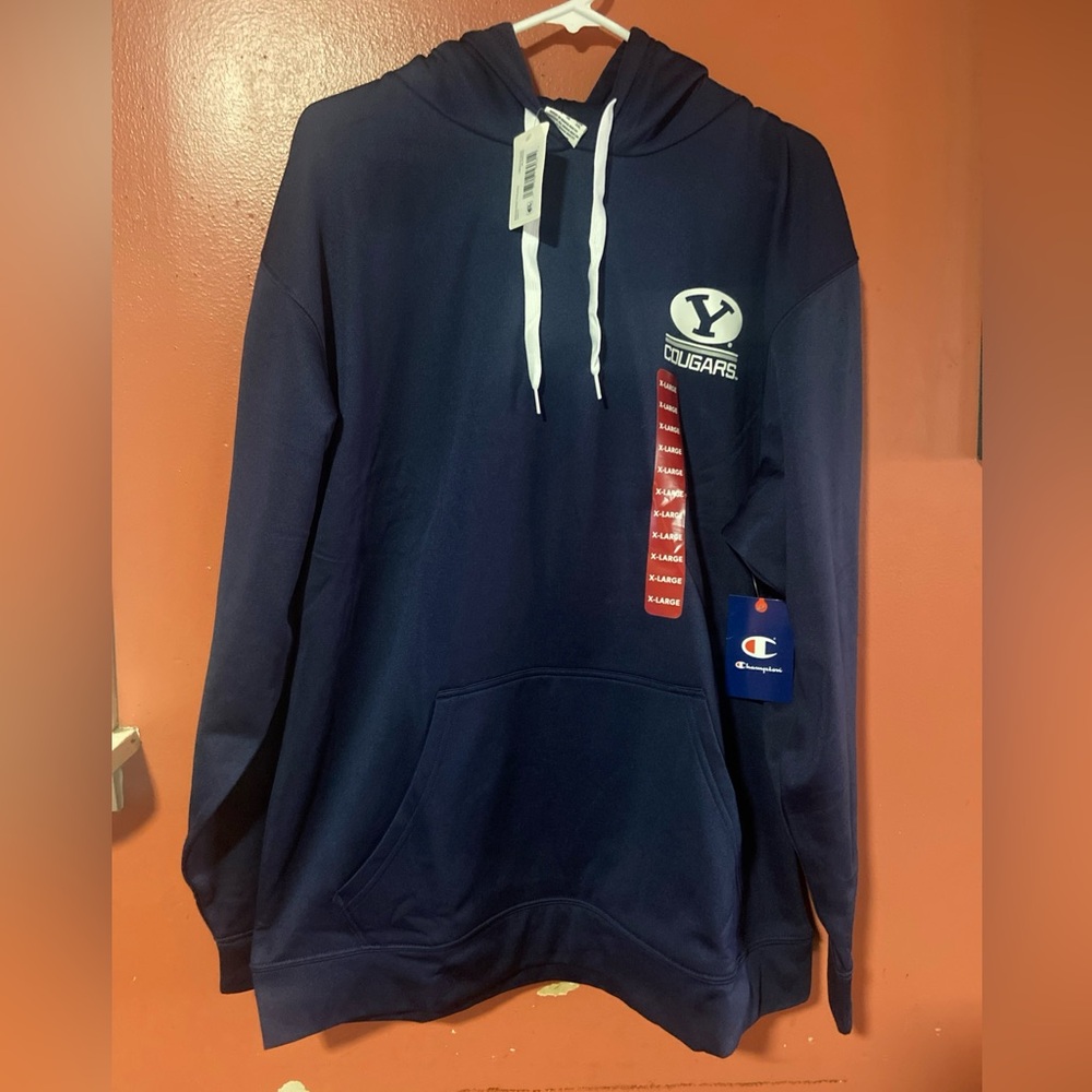 Champion NCAA BYU Cougars Dark Blue Pullover Hoodie Mens XL NWT